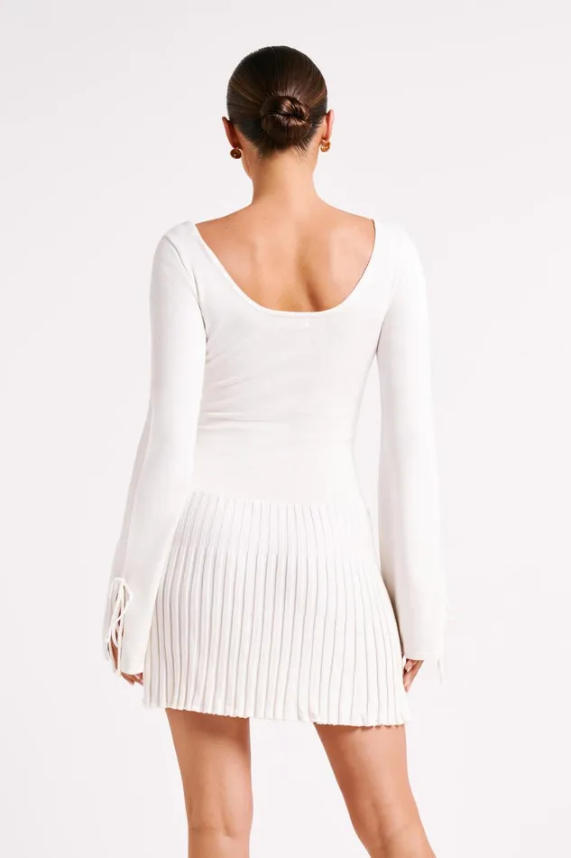 Meshki Mini Dresses Women Britney Long Sleeve Knit Mini Dress 8211 White White