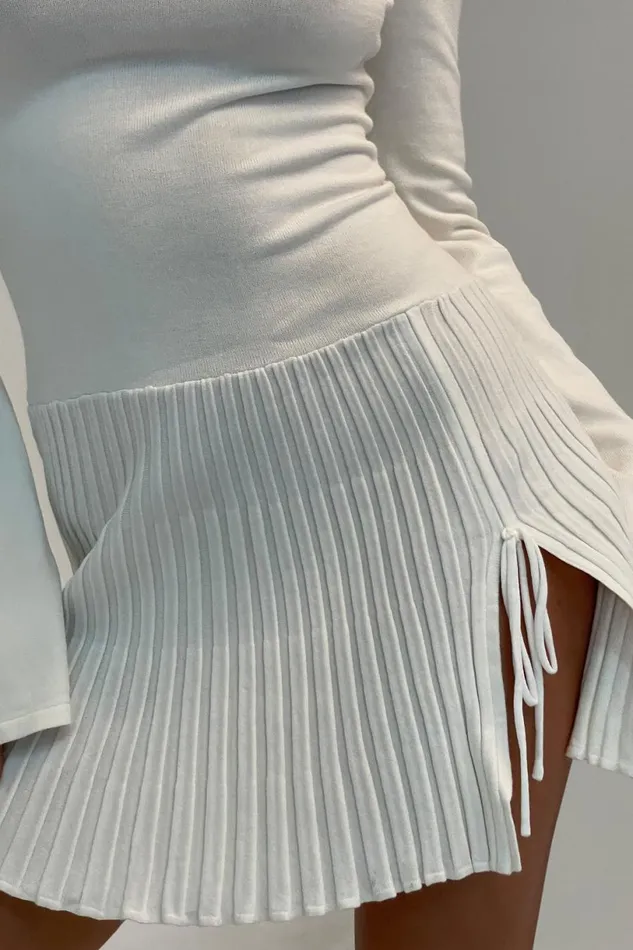 Meshki Mini Dresses Women Britney Long Sleeve Knit Mini Dress 8211 White White
