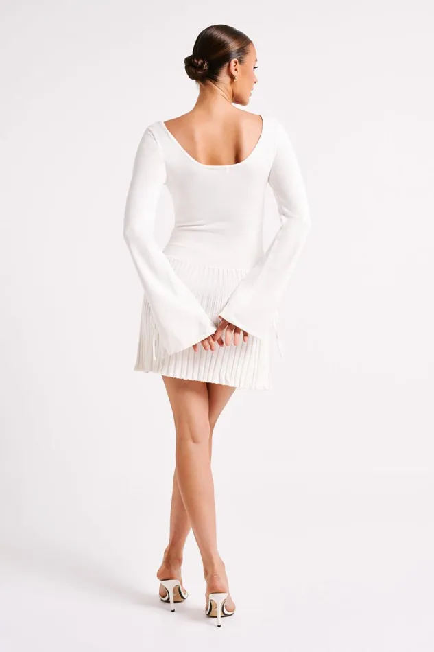 Meshki Mini Dresses Women Britney Long Sleeve Knit Mini Dress 8211 White White