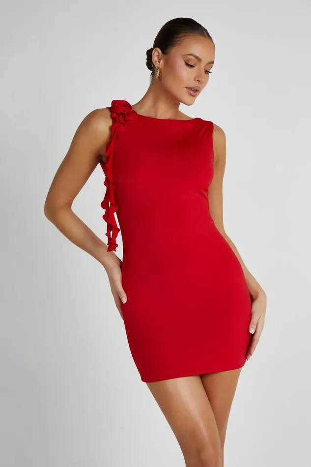 Meshki Mini Dresses Women Bronte Backless Rose Mini Dress 8211 Red Red