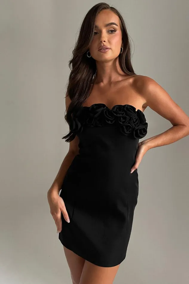 Meshki Mini Dresses Women Brooks Rose Mini Dress 8211 Black Black