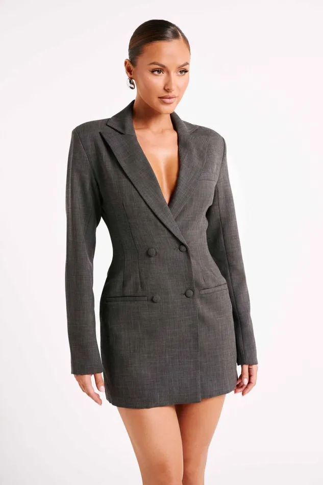 Meshki Mini Dresses Women Callahan Textured Blazer Dress 8211 Charcoal Charcoal Meshki Mini Dresses Women Callahan Textured Blazer Dress 8211 Charcoal Charcoal