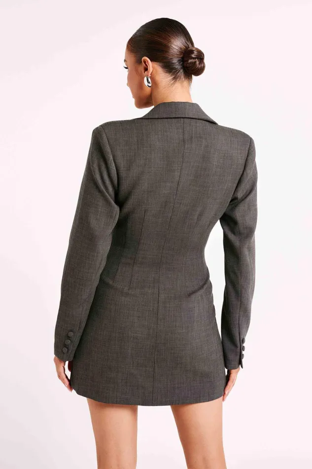 Meshki Mini Dresses Women Callahan Textured Blazer Dress 8211 Charcoal Charcoal