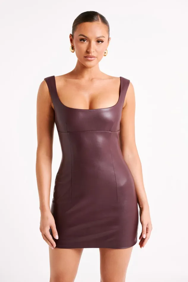 Meshki Mini Dresses Women Cara Faux Leather Mini Dress 8211 Dark Chocolate Dark Chocolate Meshki Mini Dresses Women Cara Faux Leather Mini Dress 8211 Dark Chocolate Dark Chocolate