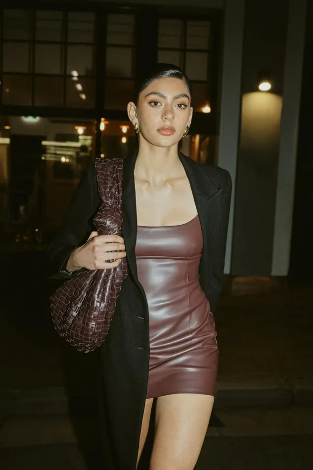 Meshki Mini Dresses Women Cara Faux Leather Mini Dress 8211 Dark Chocolate Dark Chocolate