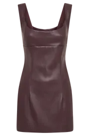 Meshki Mini Dresses Women Cara Faux Leather Mini Dress 8211 Dark Chocolate Dark Chocolate