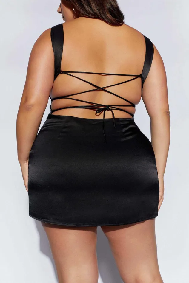 Meshki Mini Dresses Women Carina Tie Back Mini Slip Dress 8211 Black Black