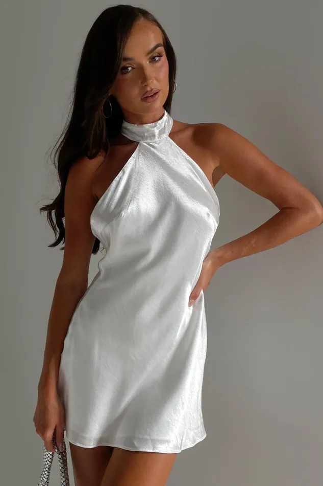 Meshki Mini Dresses Women Cartia Bow Halter Mini Dress 8211 White White