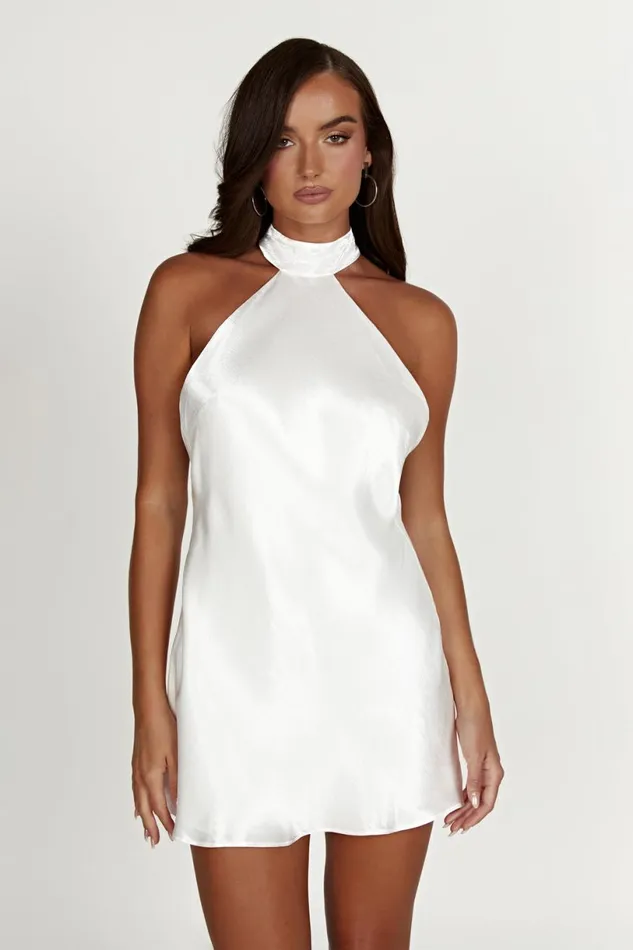 Meshki Mini Dresses Women Cartia Bow Halter Mini Dress 8211 White White