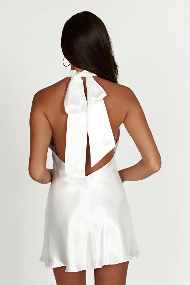 Meshki Mini Dresses Women Cartia Bow Halter Mini Dress 8211 White White