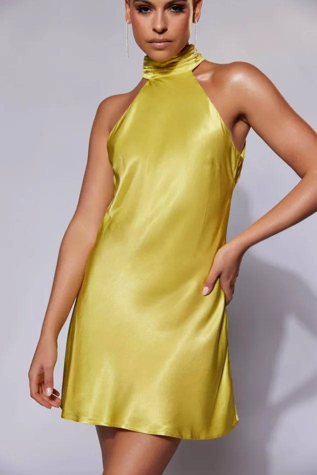 Meshki Mini Dresses Women Claire A Line Micro Mini Dress 8211 Chartreuse Chartreuse