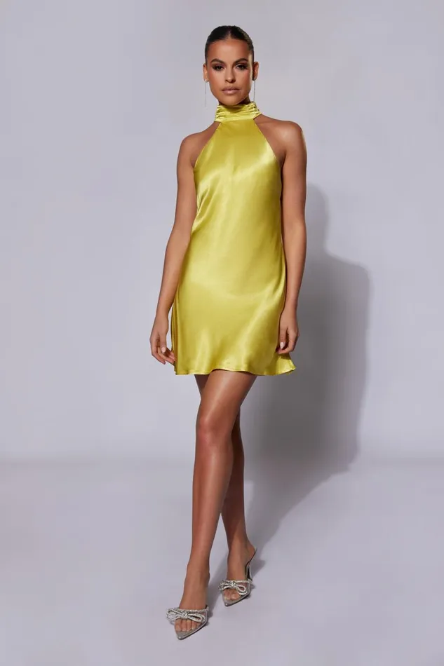 Meshki Mini Dresses Women Claire A Line Micro Mini Dress 8211 Chartreuse Chartreuse