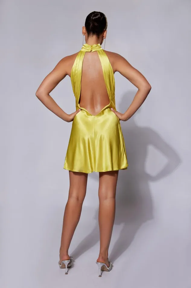 Meshki Mini Dresses Women Claire A Line Micro Mini Dress 8211 Chartreuse Chartreuse
