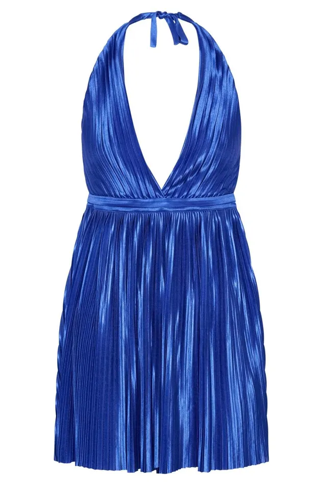 Meshki Mini Dresses Women Darya Pleated Mini Halter Dress 8211 Persian Blue Persianblue Meshki Mini Dresses Women Darya Pleated Mini Halter Dress 8211 Persian Blue Persianblue
