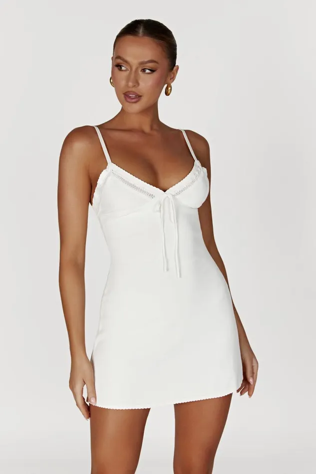 Meshki Mini Dresses Women Ellis Pointelle Knit Mini Dress 8211 White White