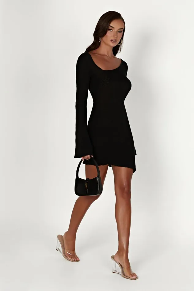Meshki Mini Dresses Women Ember Dry Handle Knit Mini Dress 8211 Black Black