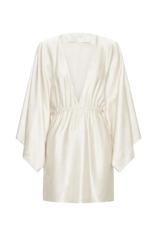 Meshki Mini Dresses Women Esmerlda Pleated Kimono Mini Dress 8211 Ivory Ivory