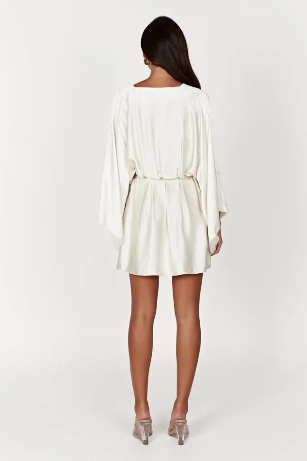 Meshki Mini Dresses Women Esmerlda Pleated Kimono Mini Dress 8211 Ivory Ivory
