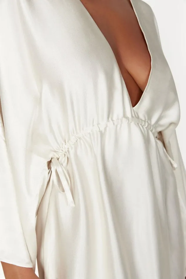 Meshki Mini Dresses Women Esmerlda Pleated Kimono Mini Dress 8211 Ivory Ivory