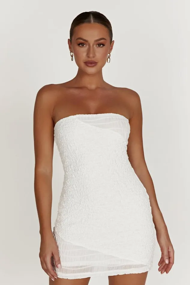 Meshki Mini Dresses Women Gemina Textured Strapless Mini Dress 8211 White White Meshki Mini Dresses Women Gemina Textured Strapless Mini Dress 8211 White White