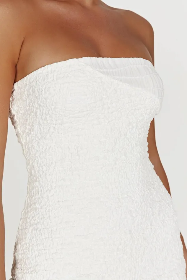 Meshki Mini Dresses Women Gemina Textured Strapless Mini Dress 8211 White White