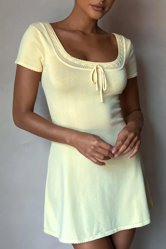 Meshki Mini Dresses Women Georgia Pointelle Knit Mini Dress 8211 Lemon Lemon Meshki Mini Dresses Women Georgia Pointelle Knit Mini Dress 8211 Lemon Lemon