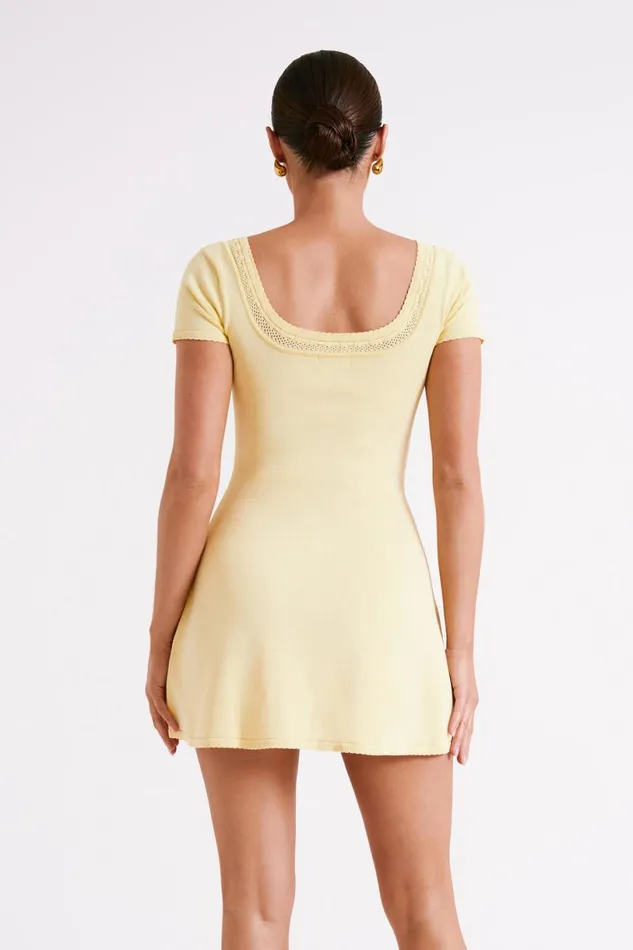 Meshki Mini Dresses Women Georgia Pointelle Knit Mini Dress 8211 Lemon Lemon