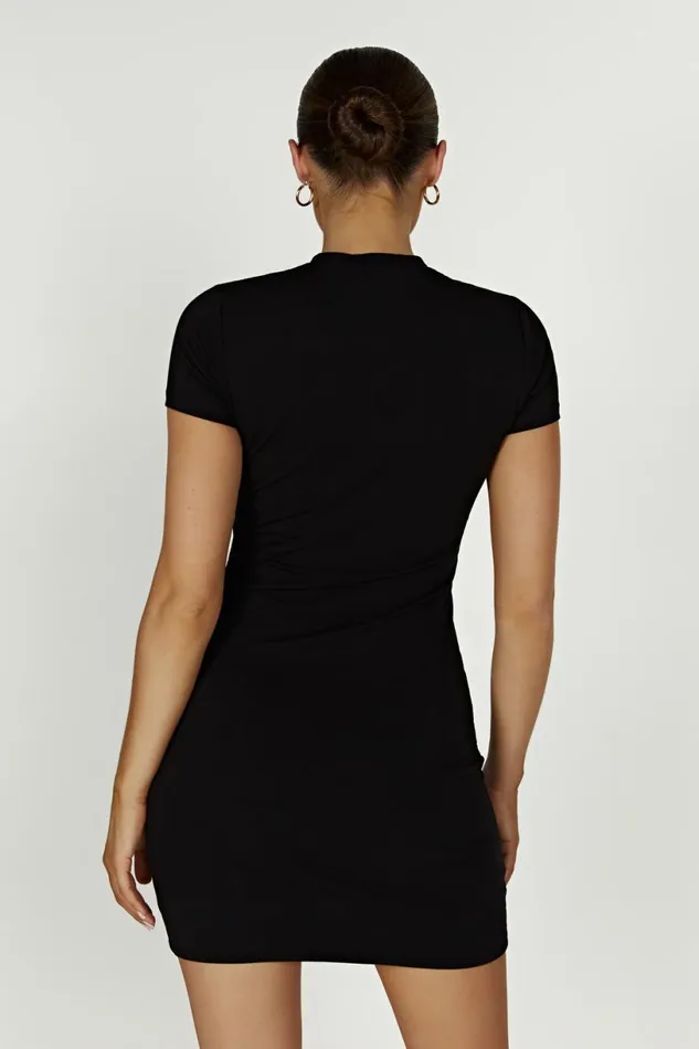 Meshki Mini Dresses Women Halston Short Sleeve Mini Dress 8211 Black Black