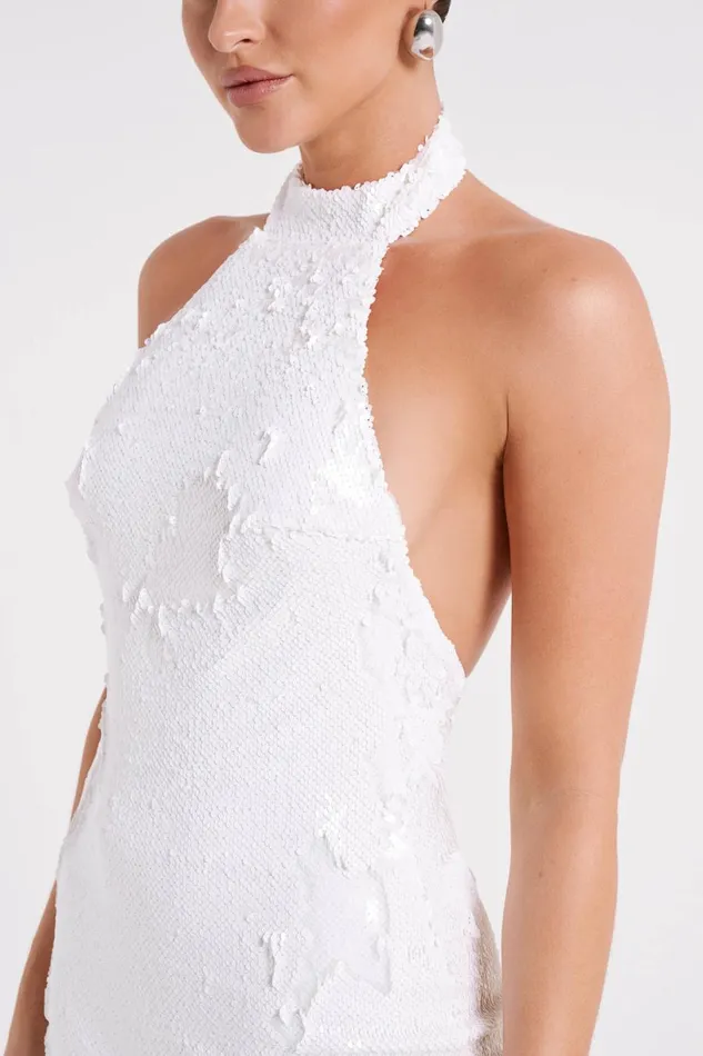 Meshki Mini Dresses Women Jayne Sequin Halter Mini Dress 8211 White White