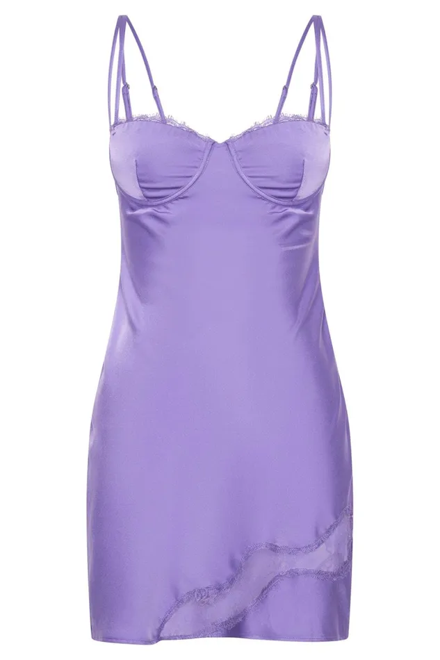 Meshki Mini Dresses Women Joslyn Satin Lace Slip Mini Dress 8211 Purple Purple Meshki Mini Dresses Women Joslyn Satin Lace Slip Mini Dress 8211 Purple Purple