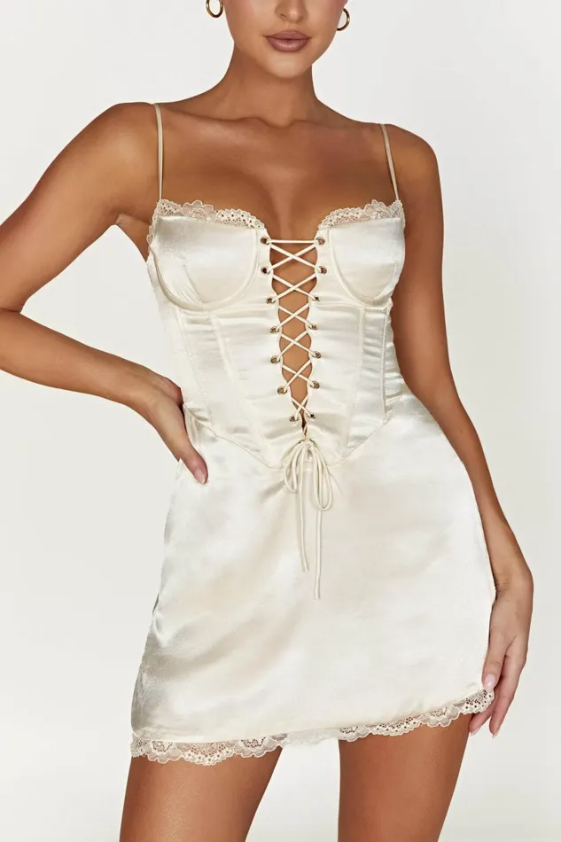 Meshki Mini Dresses Women Kalila Corset Mini Dress 8211 Ivory Ivory