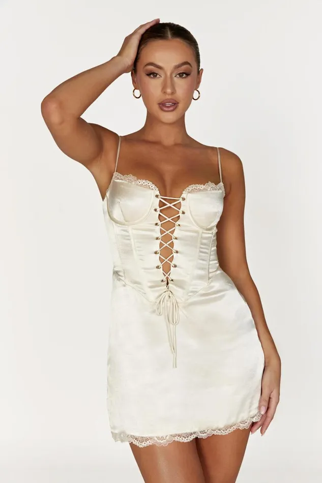 Meshki Mini Dresses Women Kalila Corset Mini Dress 8211 Ivory Ivory