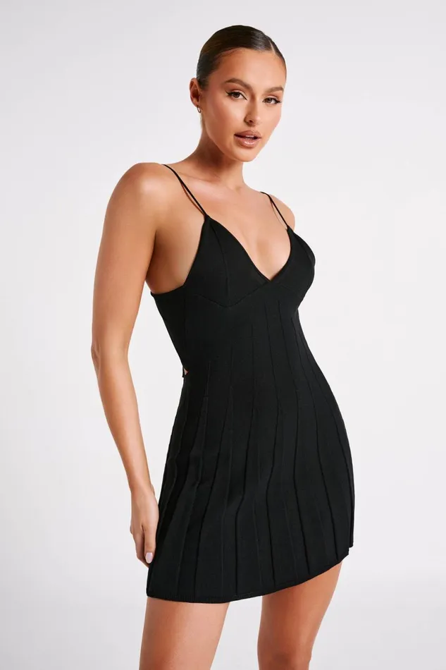 Meshki Mini Dresses Women Kendra Rib Knit Mini Dress 8211 Black Black