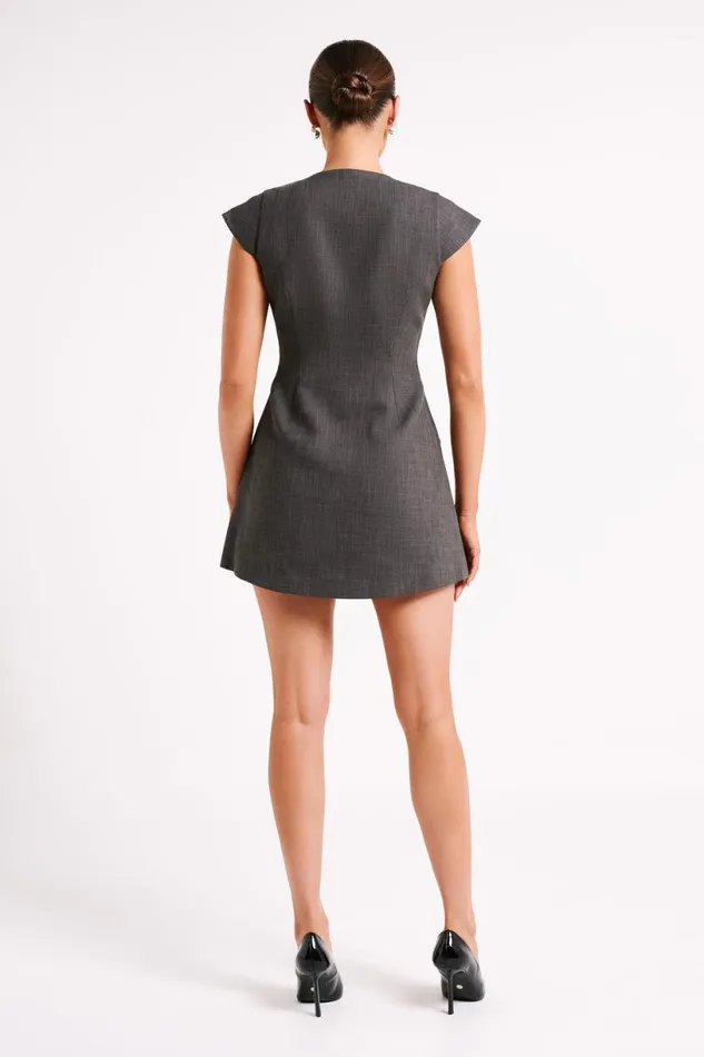 Meshki Mini Dresses Women Kiernan Textured Sleeveless Blazer Dress 8211 Charcoal Charcoal