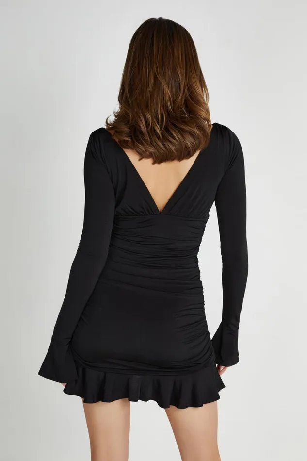 Meshki Mini Dresses Women Leanne Jersey Gathered Mini Dress 8211 Black Black