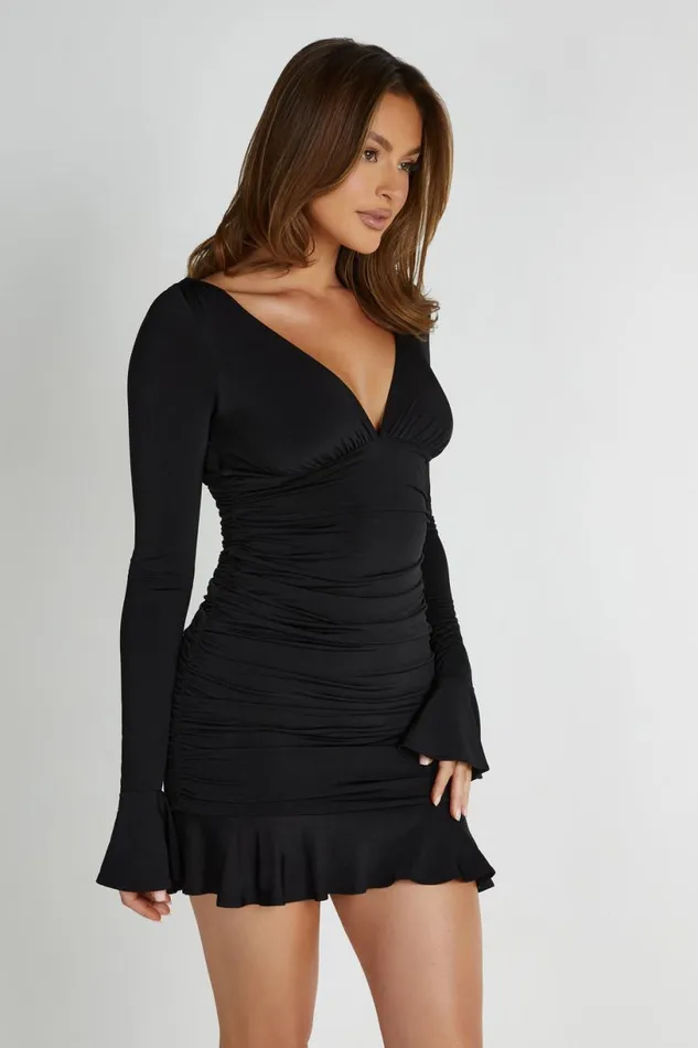 Meshki Mini Dresses Women Leanne Jersey Gathered Mini Dress 8211 Black Black