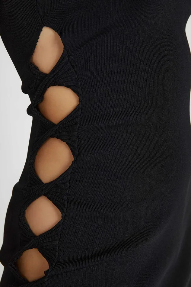 Meshki Mini Dresses Women Maisy Strapless Knit Twist Mini Dress 8211 Black Black