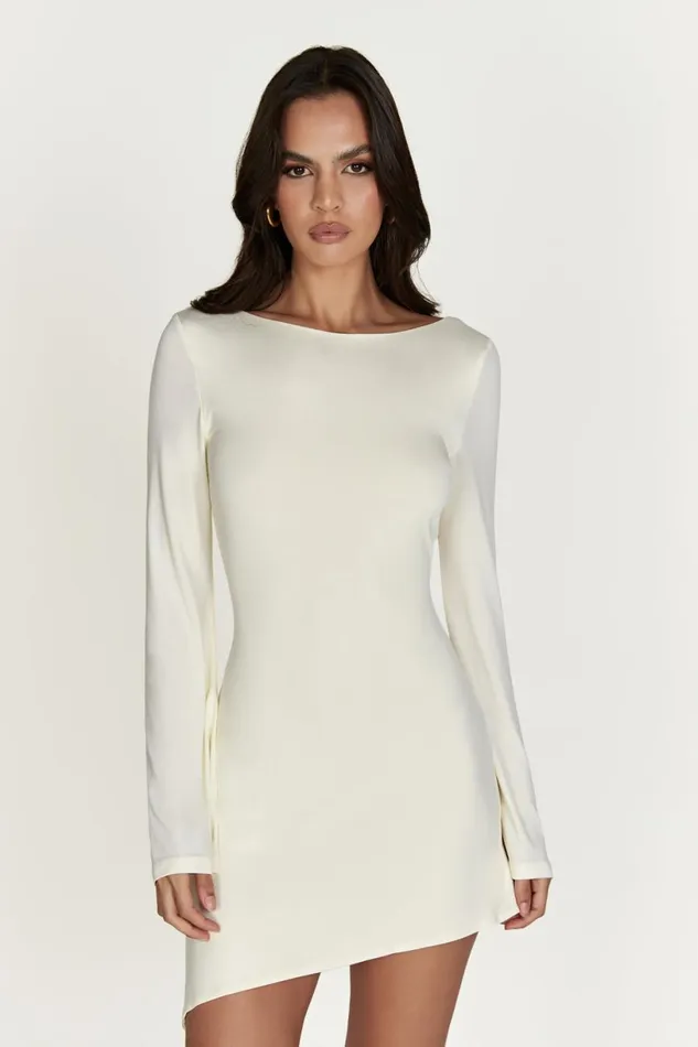 Meshki Mini Dresses Women Melina Long Sleeve Mini Dress 8211 Bone Bone