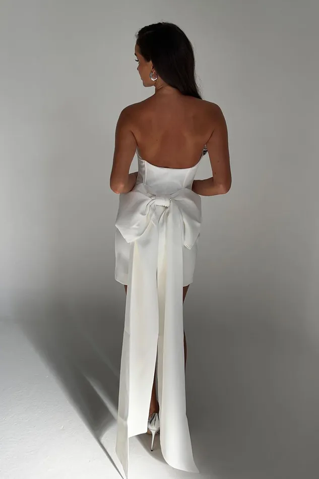 Meshki Mini Dresses Women Meredith Strapless Bow Mini Dress 8211 White White Meshki Mini Dresses Women Meredith Strapless Bow Mini Dress 8211 White White