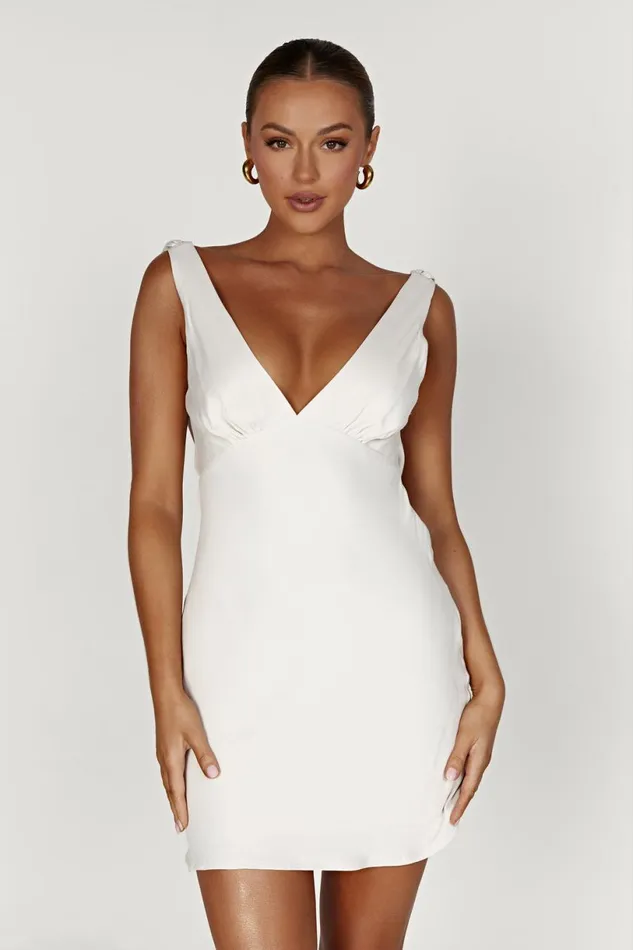 Meshki Mini Dresses Women Nadia Satin Mini Dress With Cowl Back 8211 Beige Beige