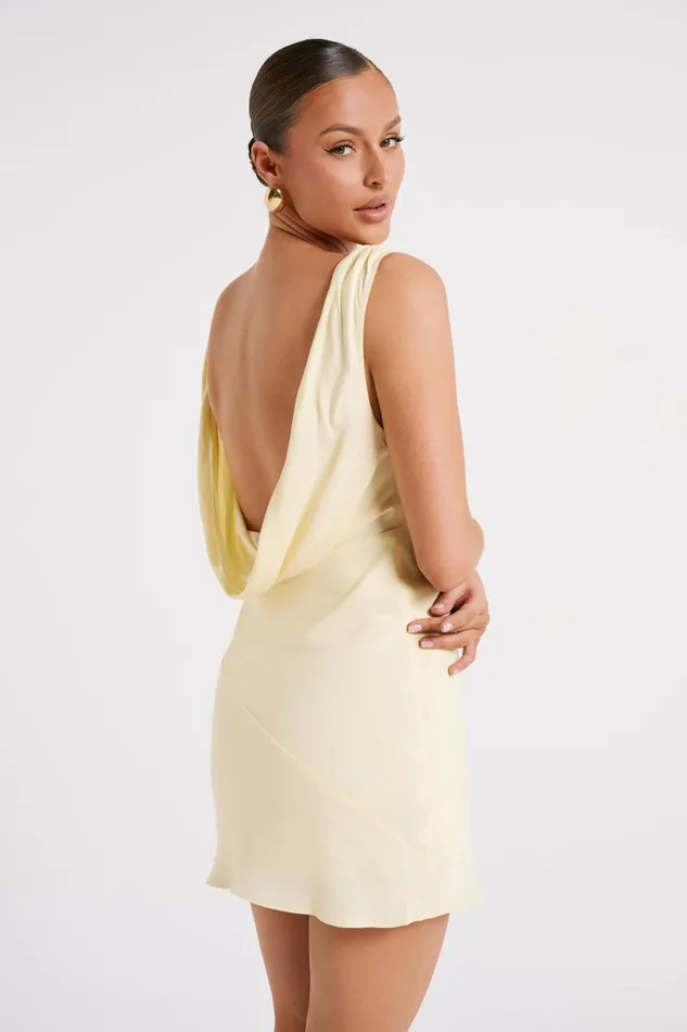 Meshki Mini Dresses Women Nadia Satin Mini Dress With Cowl Back 8211 Yellow Yellow Meshki Mini Dresses Women Nadia Satin Mini Dress With Cowl Back 8211 Yellow Yellow