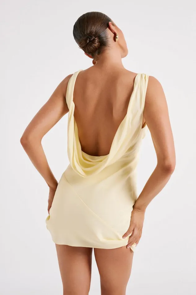 Meshki Mini Dresses Women Nadia Satin Mini Dress With Cowl Back 8211 Yellow Yellow