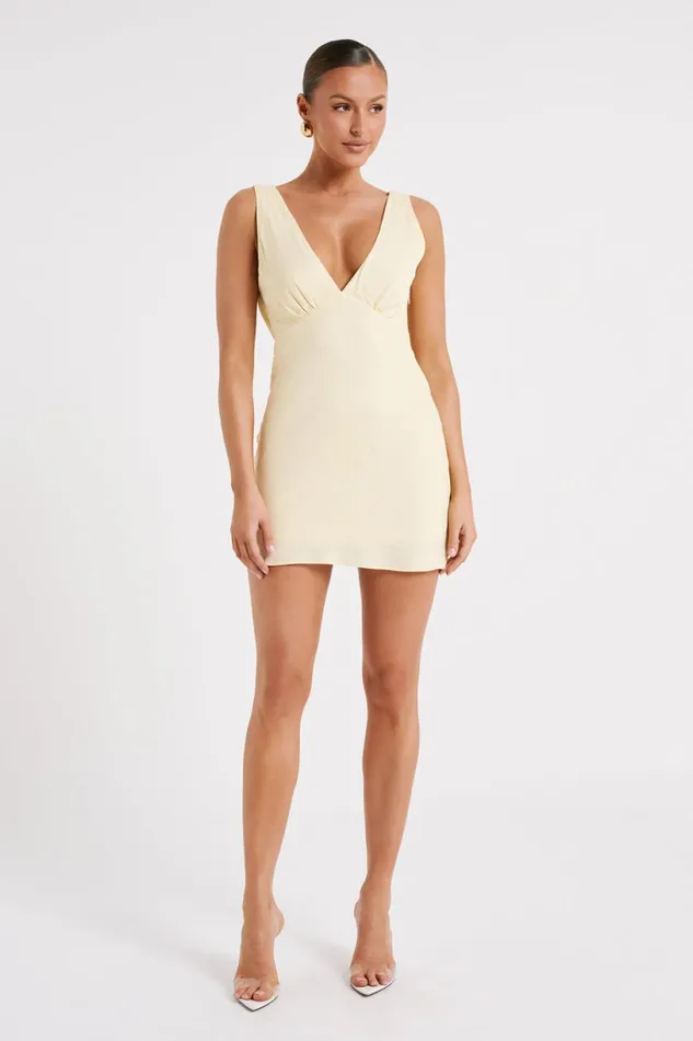 Meshki Mini Dresses Women Nadia Satin Mini Dress With Cowl Back 8211 Yellow Yellow