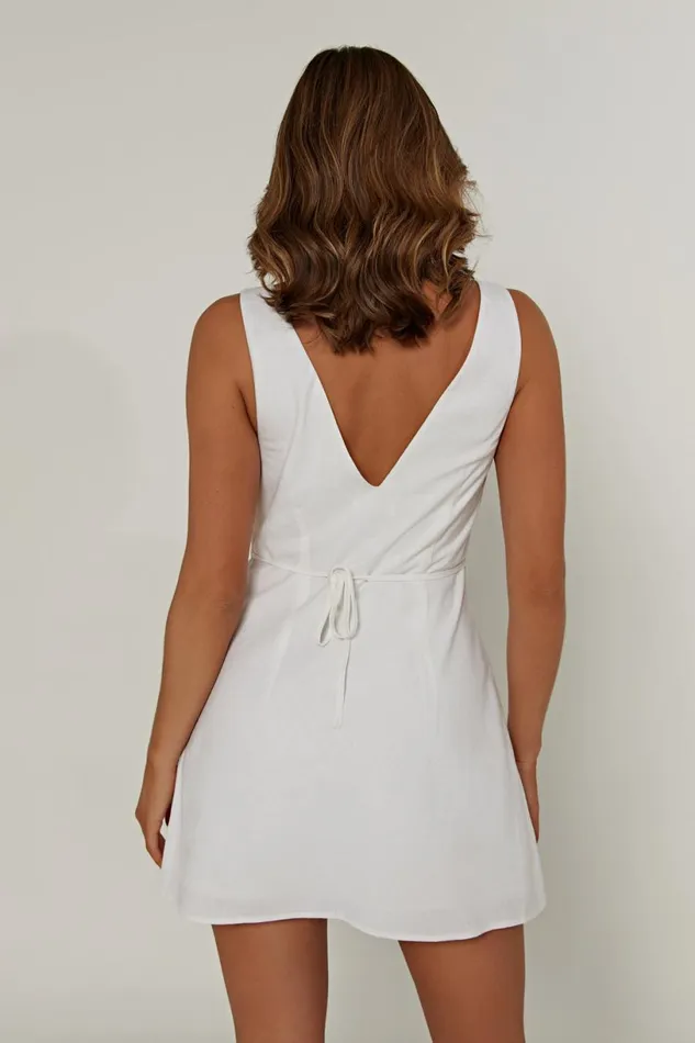 Meshki Mini Dresses Women Nessa Linen Mini Dress 8211 White White