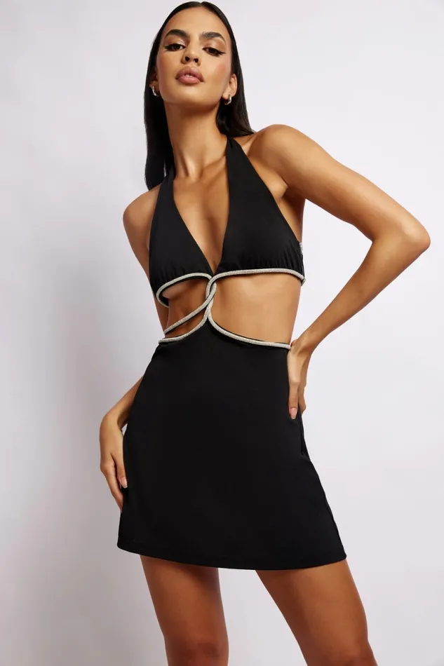 Meshki Mini Dresses Women Nicha Halter Mini Dress With Cut Outs 8211 Black Black
