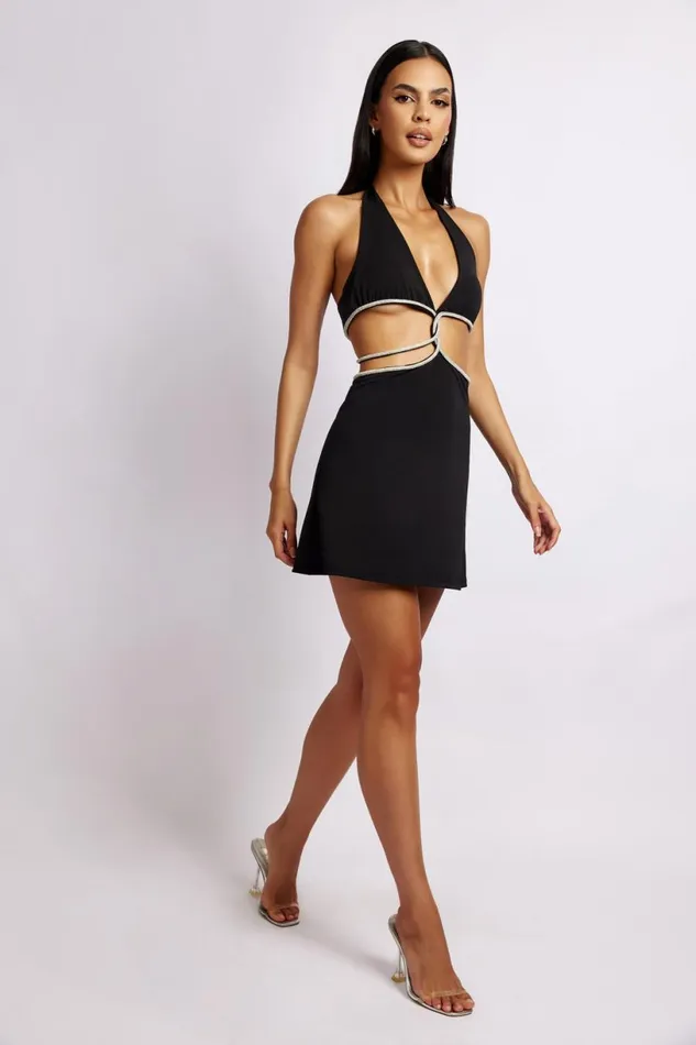 Meshki Mini Dresses Women Nicha Halter Mini Dress With Cut Outs 8211 Black Black