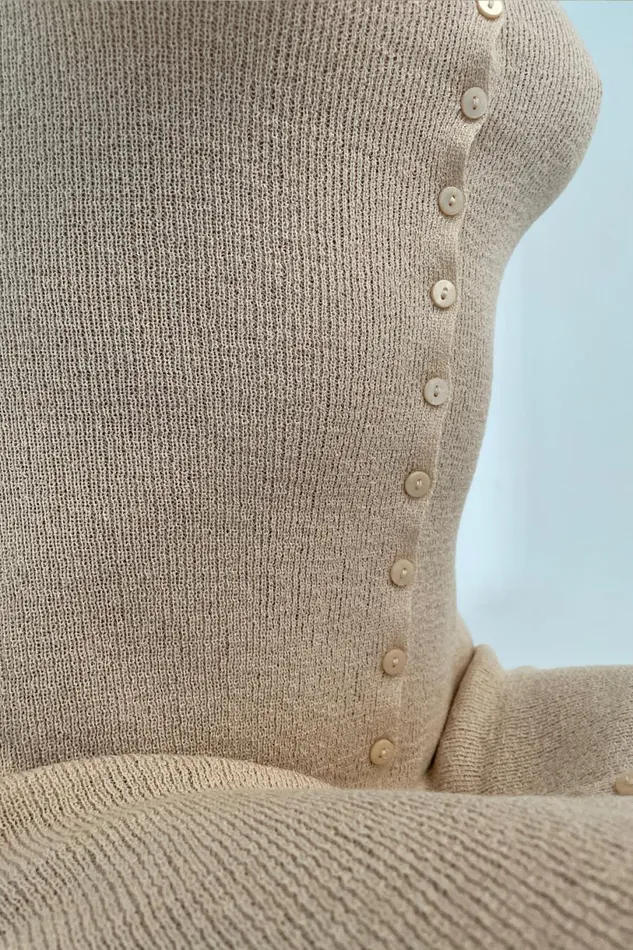 Meshki Mini Dresses Women Paula Buttoned Knit Mini Dress 8211 Wheat Wheat Meshki Mini Dresses Women Paula Buttoned Knit Mini Dress 8211 Wheat Wheat