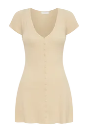 Meshki Mini Dresses Women Paula Buttoned Knit Mini Dress 8211 Wheat Wheat Meshki Mini Dresses Women Paula Buttoned Knit Mini Dress 8211 Wheat Wheat