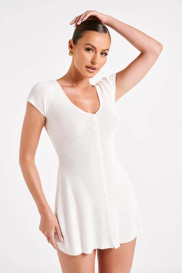 Meshki Mini Dresses Women Paula Buttoned Knit Mini Dress 8211 White White