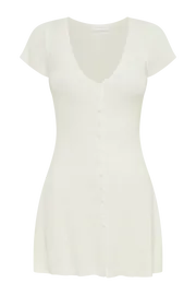 Meshki Mini Dresses Women Paula Buttoned Knit Mini Dress 8211 White White Meshki Mini Dresses Women Paula Buttoned Knit Mini Dress 8211 White White